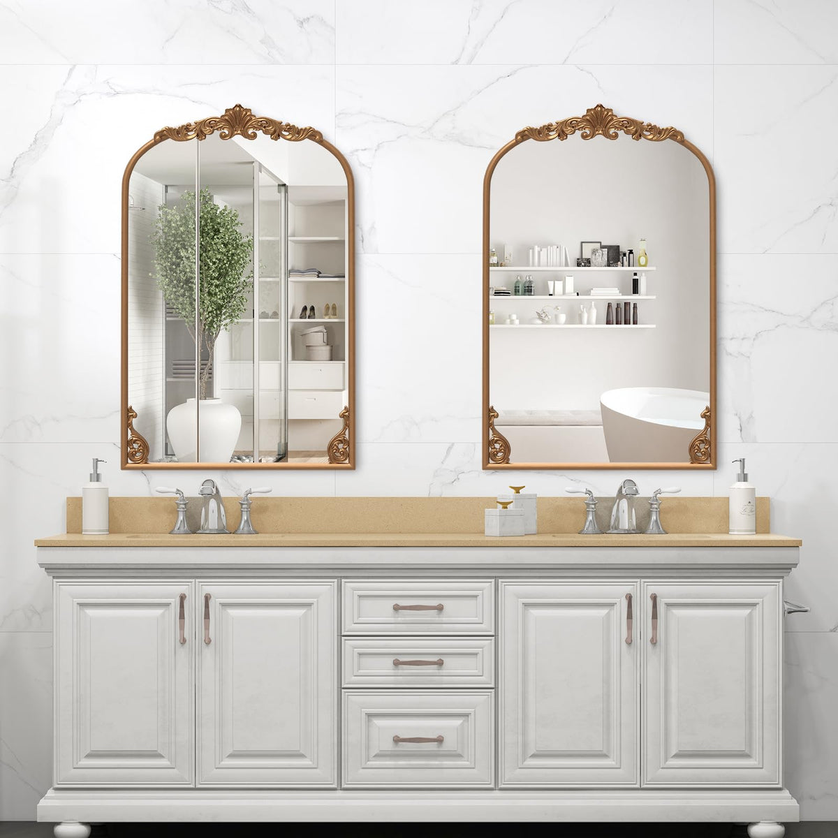 Lucktree Antiqued Gold Wall Mirror(36"L x 24"W)