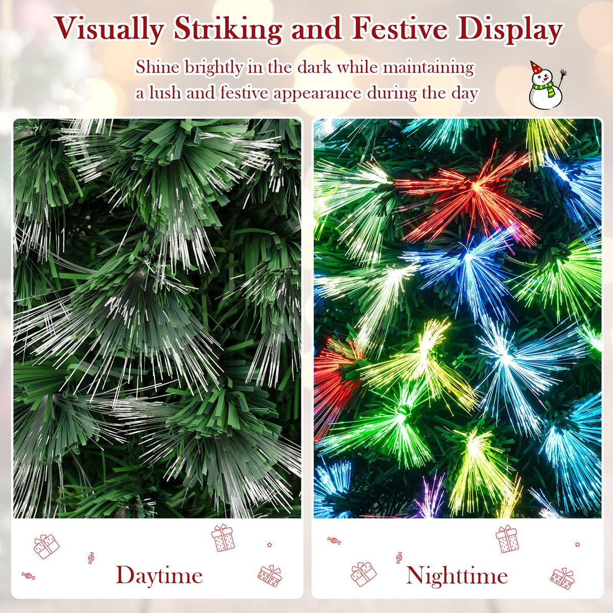 Lucktree 3 FT Pre-Lit Fiber Optic Christmas Tree with Slow-Flashing Multicolored Optical Fibers