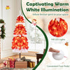5 FT Artificial Christmas Tree Pre-lit Xmas Trees with 301 Red and White Branch Tips