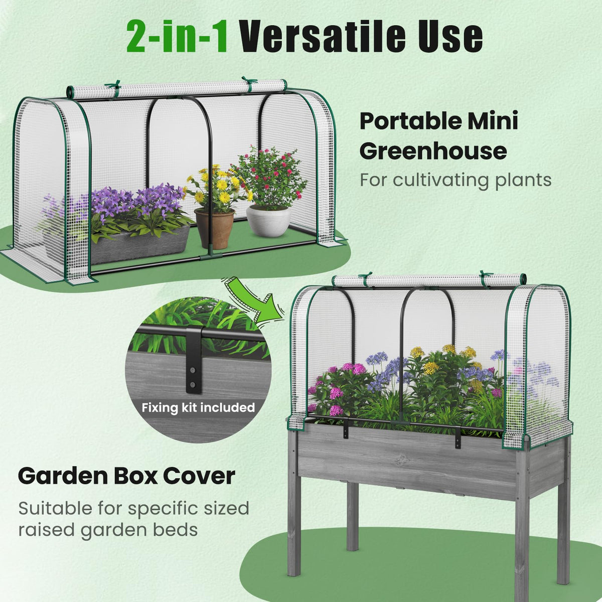 Lucktree Raised Garden Bed with Cover