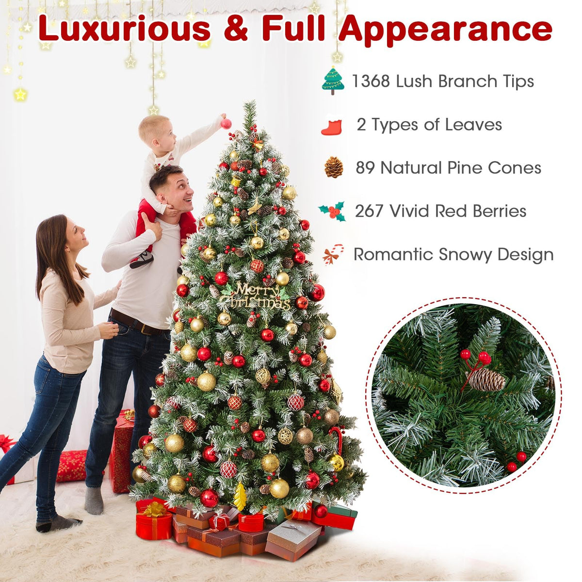 Lucktree Pre-Lit Christmas Tree with 8 Lighting Modes
