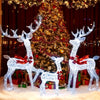 Lucktree 3-Piece Christmas Lighted Iridescent Reindeer Family Set with 215 Cold White LED Lights and Ground Stakes