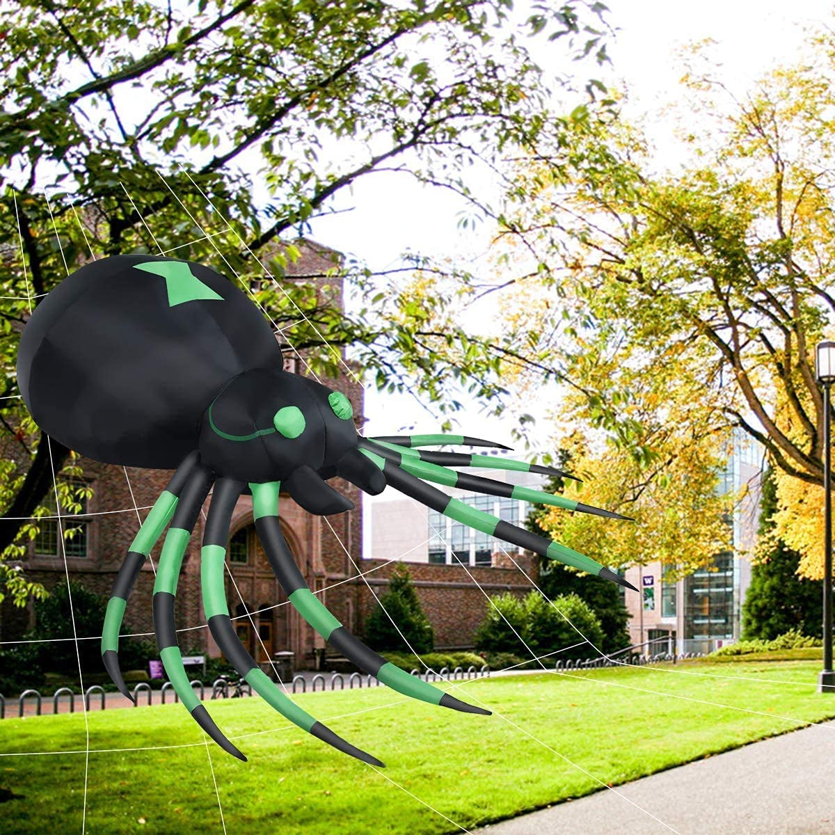 Lucktree 6 Ft Halloween Inflatable Spider, Spider with LED Lights Outdoor Indoor Halloween Decorations