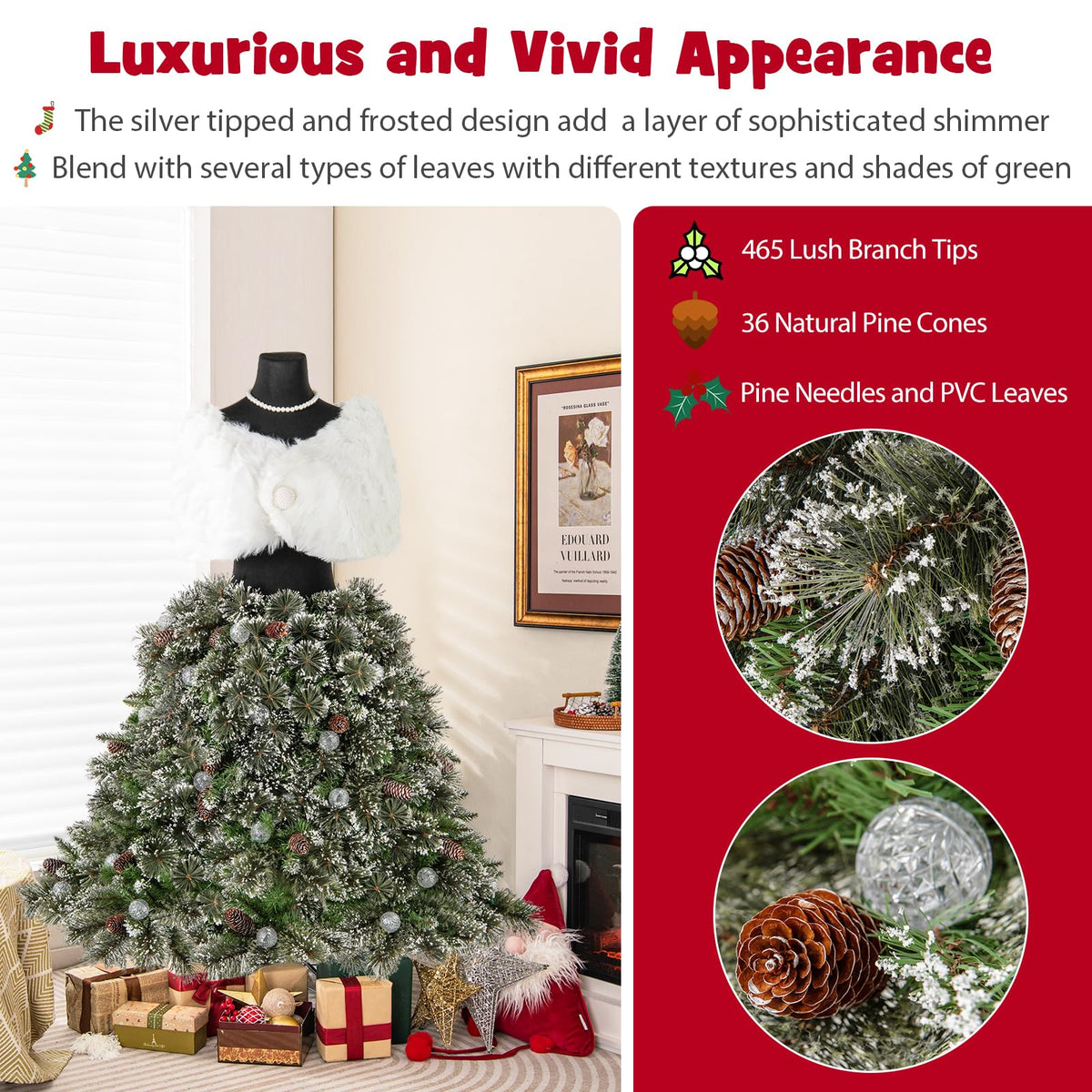Lucktree 5ft Pre-Lit Dress Form Christmas Tree with Female Mannequin Torso Shawl Necklace
