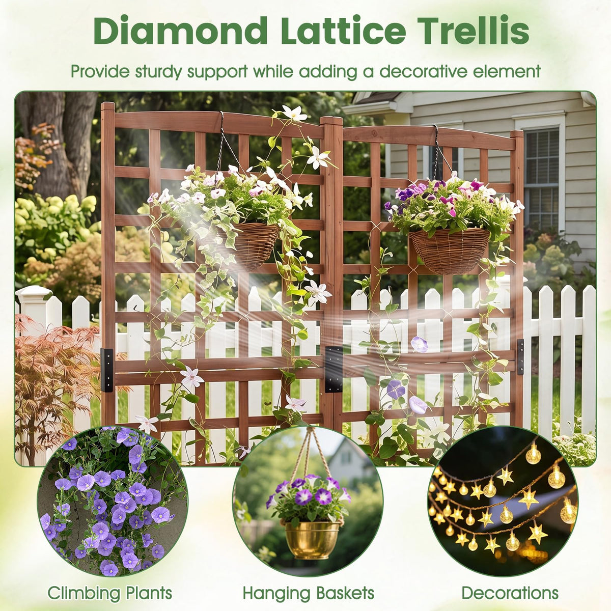 Lucktree Wooden Raised Garden Bed with Trellis