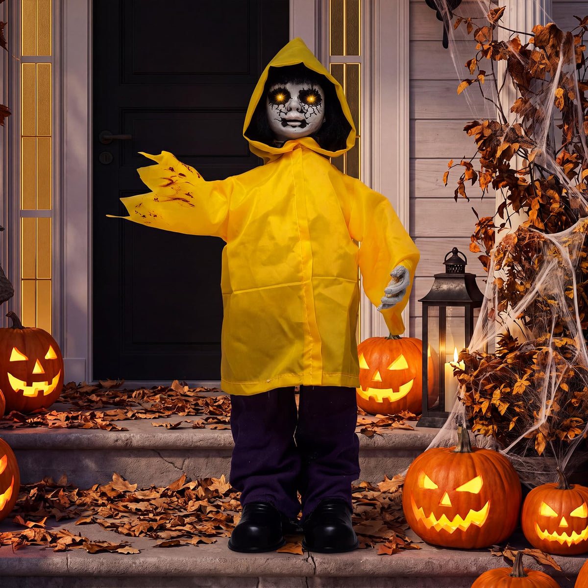 Halloween Animated Life Size Scary Boy with Light Up Eyes