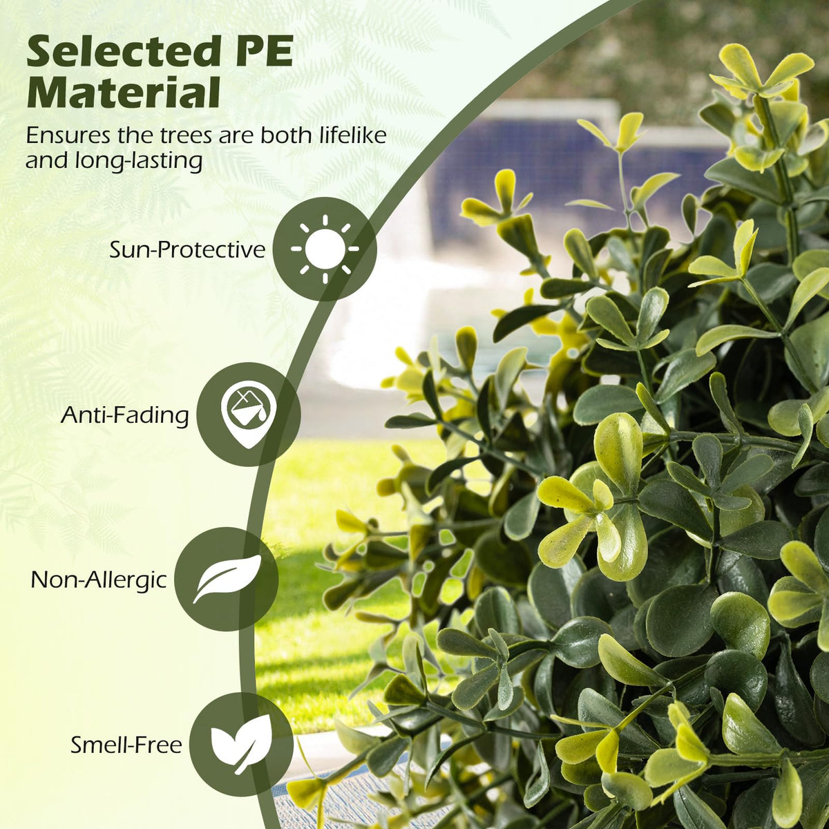 Lucktree 3 FT Artificial Boxwood Topiary Trees Set of 2 Faux Outdoor Topiary Ball Tree with Cement-Filled Pot