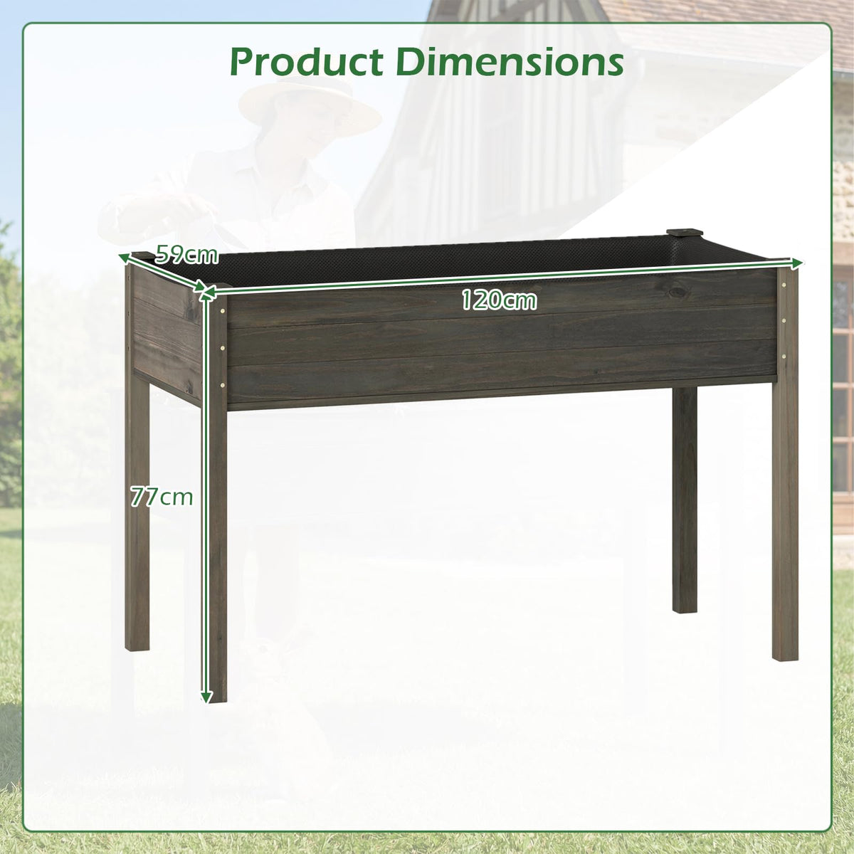 Lucktree Solid Pine Wood Planter Box w/Legs