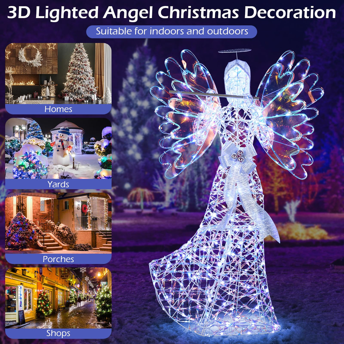 Lucktree 5.2 FT Christmas Lighted Iridescent Angel