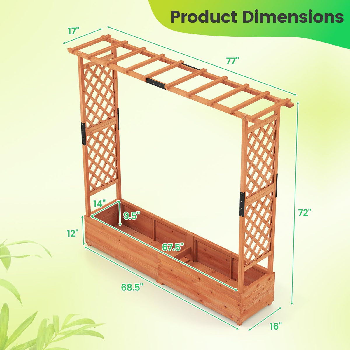 Lucktree Raised Garden Bed with Trellis and Hanging Roof