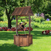 Lucktree Wishing Well Water Fountain Rustic Wooden Outdoor Garden Decorative Fountain Backyard w/ Electric Pump