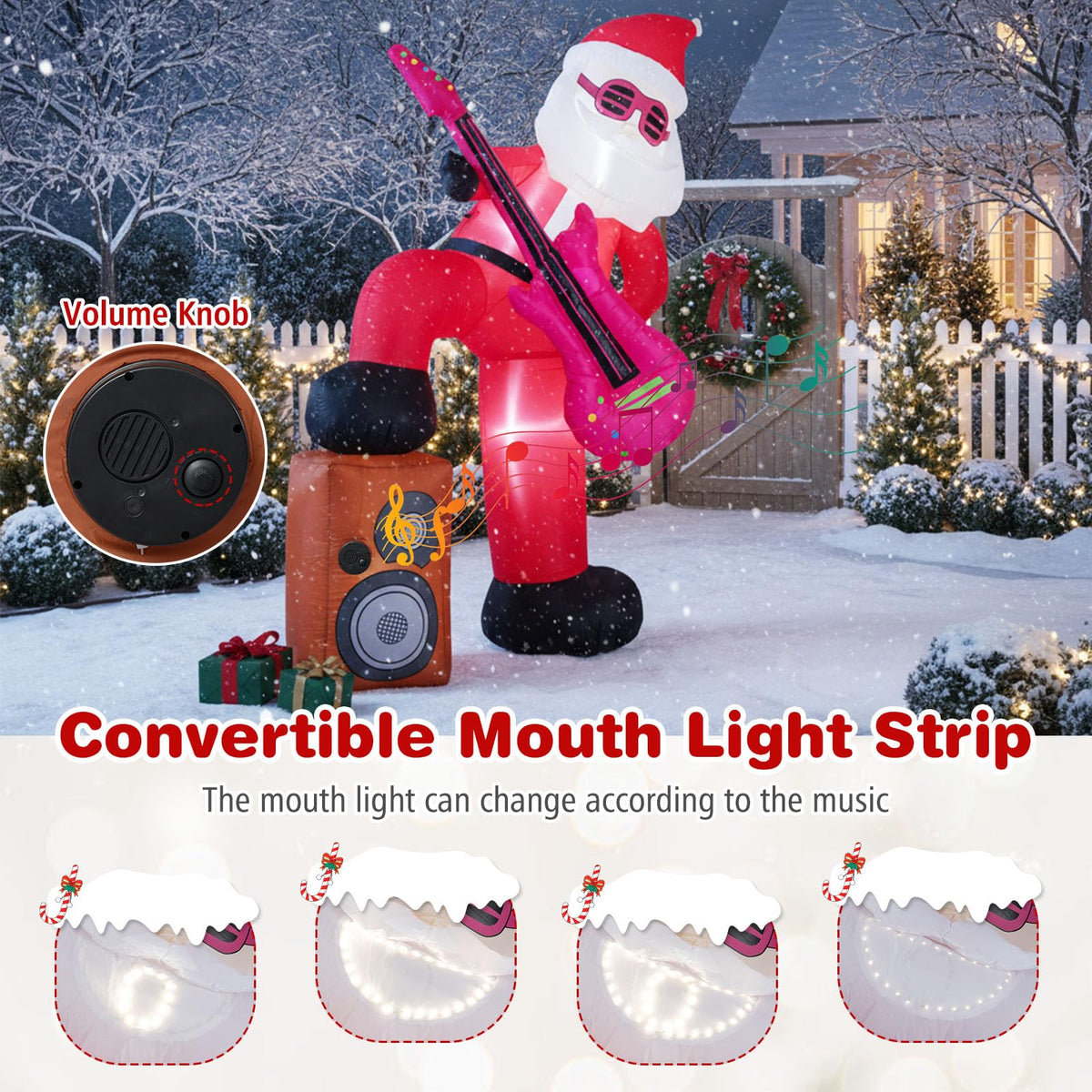 Lucktree 8.4FT Rocking Santa Inflatable with Guitar | Animated Christmas Decoration