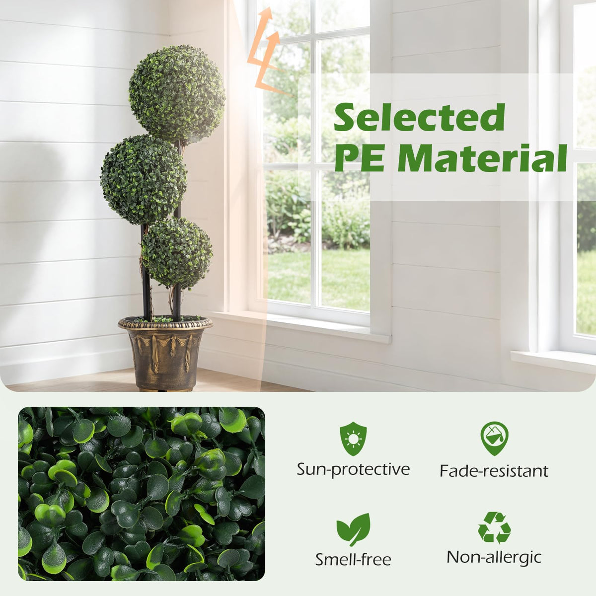 Lucktree 3 FT Artificial Boxwood Topiary Tree(1/2)