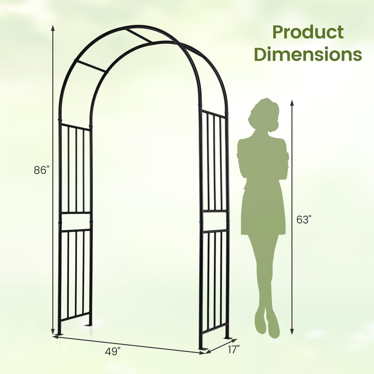 Lucktree 86'' Heavy Duty Steel Pergola Arch with Ground Stakes for Climbing Plants