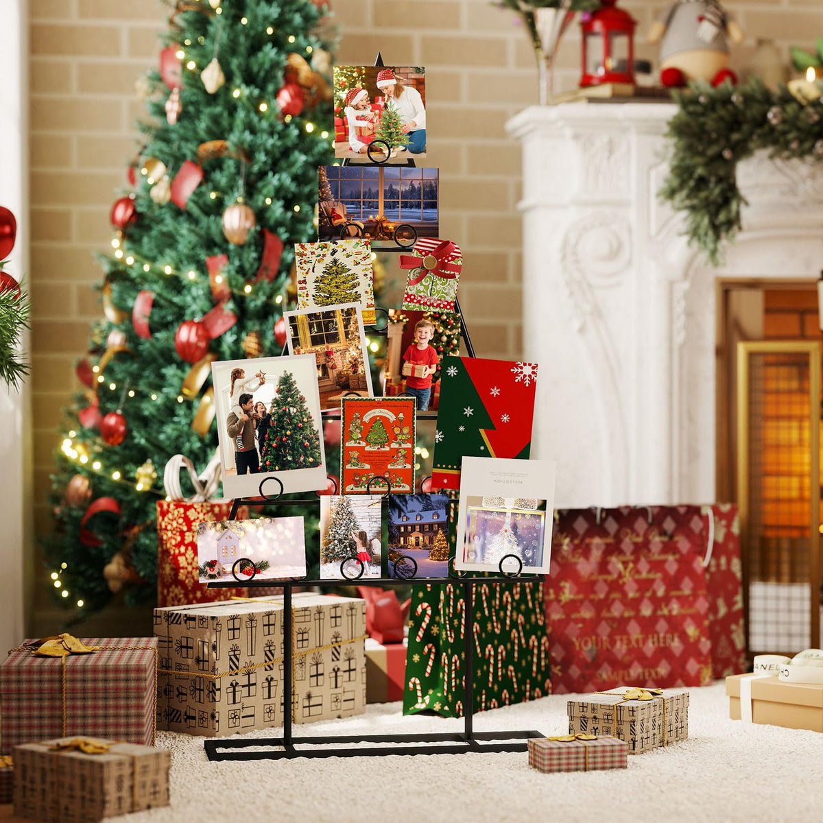 Lucktree 2 Pack Christmas Tree Photo Holder with 36 Round Clips