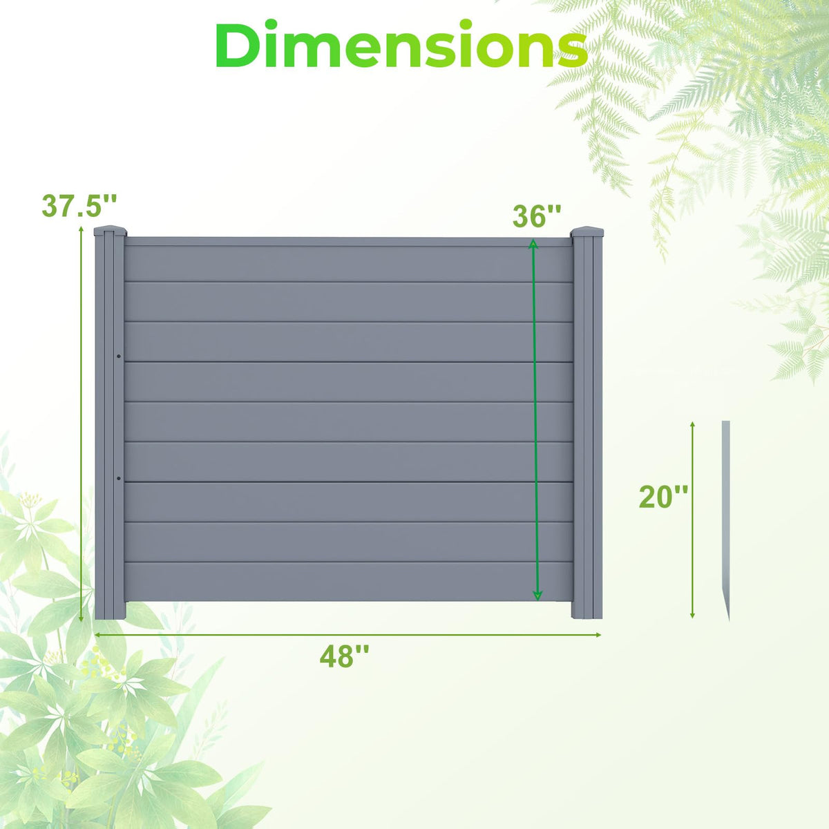 Lucktree No-Dig Air Conditioner Fence with Metal Stakes 48''W x 36''H