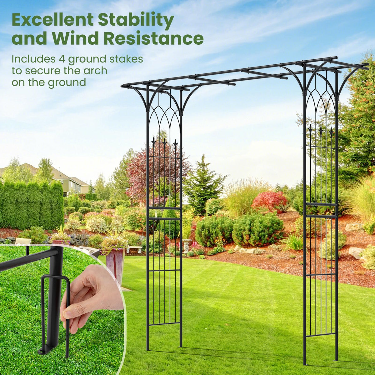 Lucktree Metal Garden Arbor with Trellis
