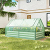 Lucktree Galvanized Steel Raised Garden Bed with Mini Greenhouse, Outdoor Metal Planter Box Kit with Large Roll-up Cover