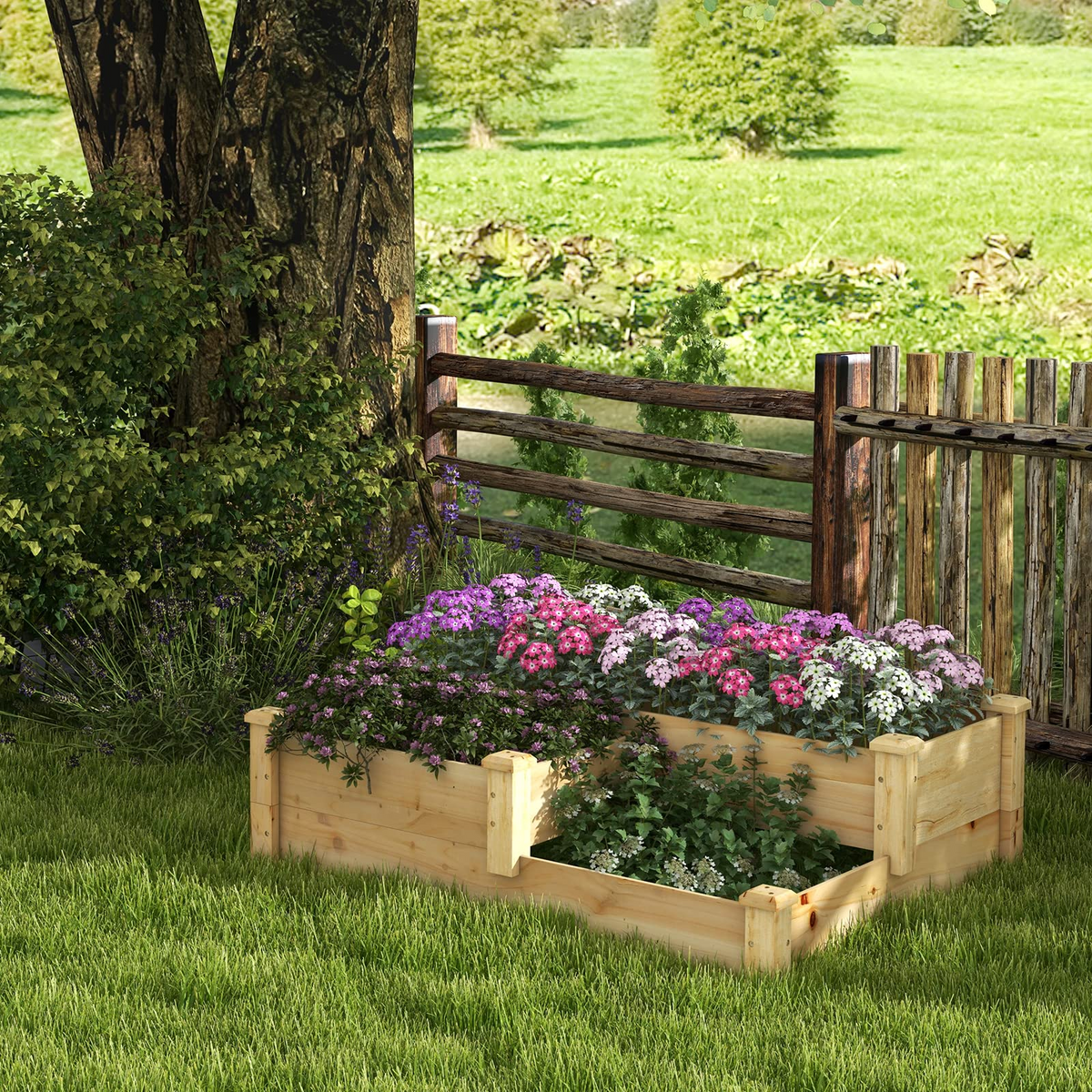 Lucktree Raised Garden Bed, Wood Planter Box for Vegetables Flowers Fruit Herb, Easy Assembly (42.5" Lx34.5 Wx14.5 H)