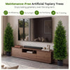 Lucktree 4 FT Artificial Faux Cedar Cypress Plants in Cement-Filled Pots Set of 2