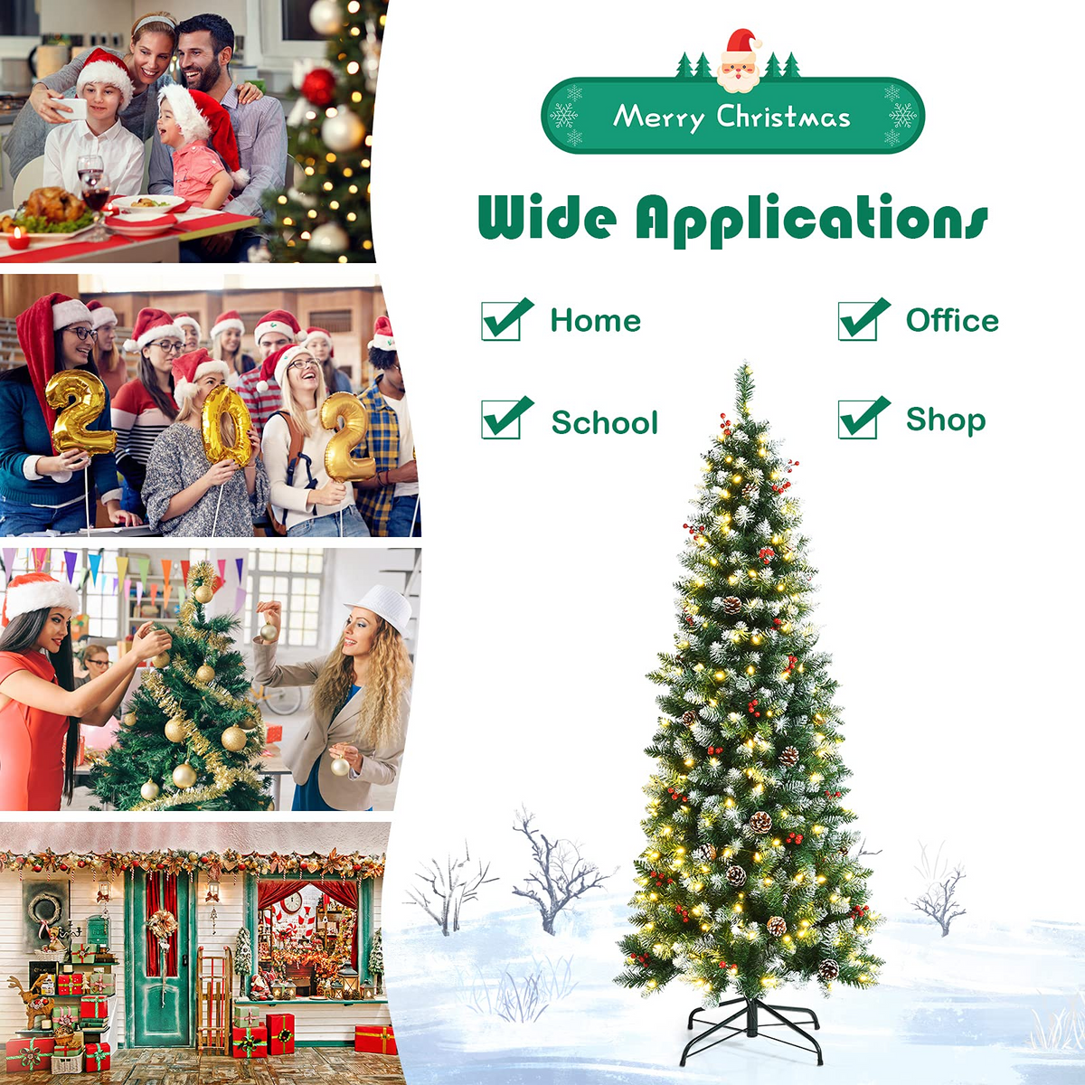 Snow Flocked Artificial Hinged Xmas Tree