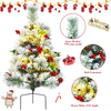 Lucktree 2FT Pathway Christmas Trees Set of 2, Pre-Lit Snow Flocked Xmas Trees with 30 Warm White LED Lights - LucktreeUS