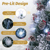 Lucktree Pre-lit Fiber Optic Christmas Tree, Artificial Snowy Xmas Tree with 49 Cool White LED Lights