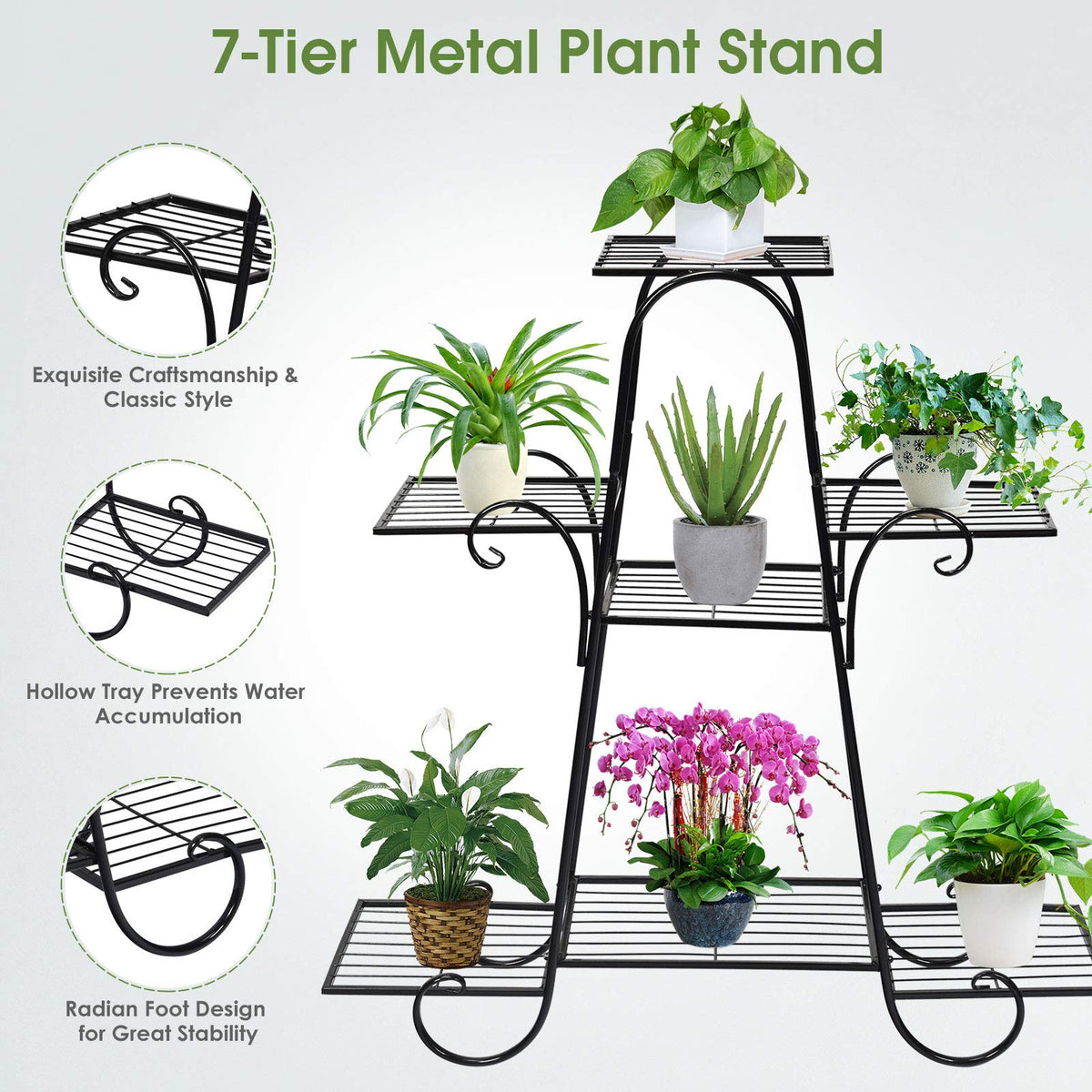 Lucktree 7 Tiers Metal Plant Stand Flower Pots Holder