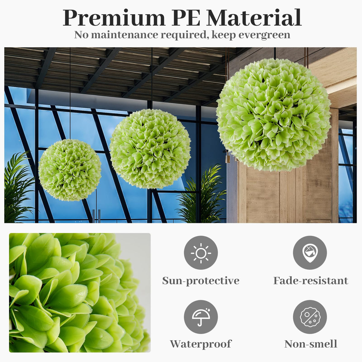 Lucktree 11 Inch Topiary Balls Artificial Outdoor Set of 2, Faux Boxwood Ball, Fake Plant Sphere
