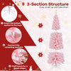 Lucktree 6ft Pink Slim Pencil Christmas Tree, Artificial Unlit Skinny Xmas Full Tree with 460 Branch Tips