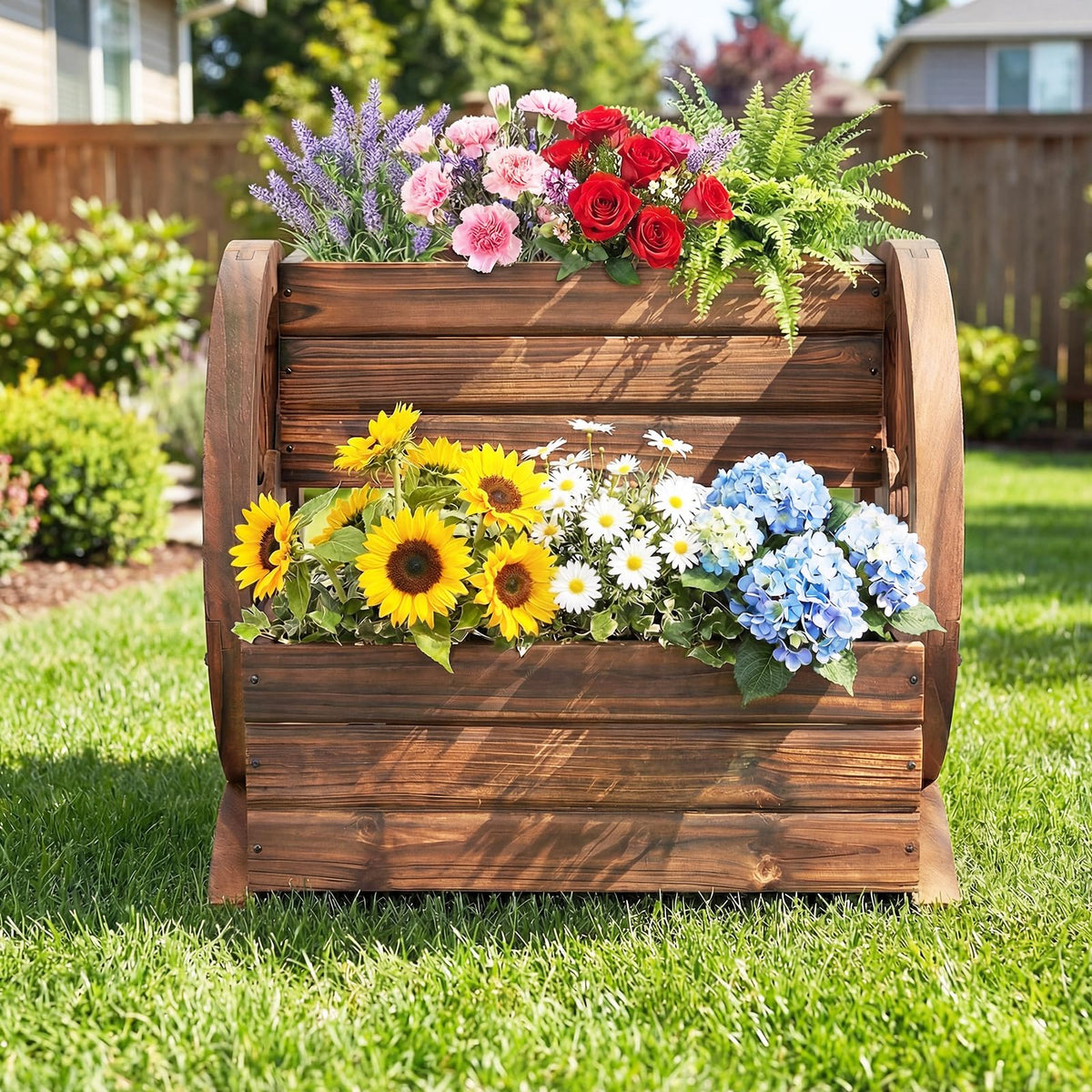 Lucktree Garden Planter with Drainage Holes & Wheels for Flowers Herbs Vegetables