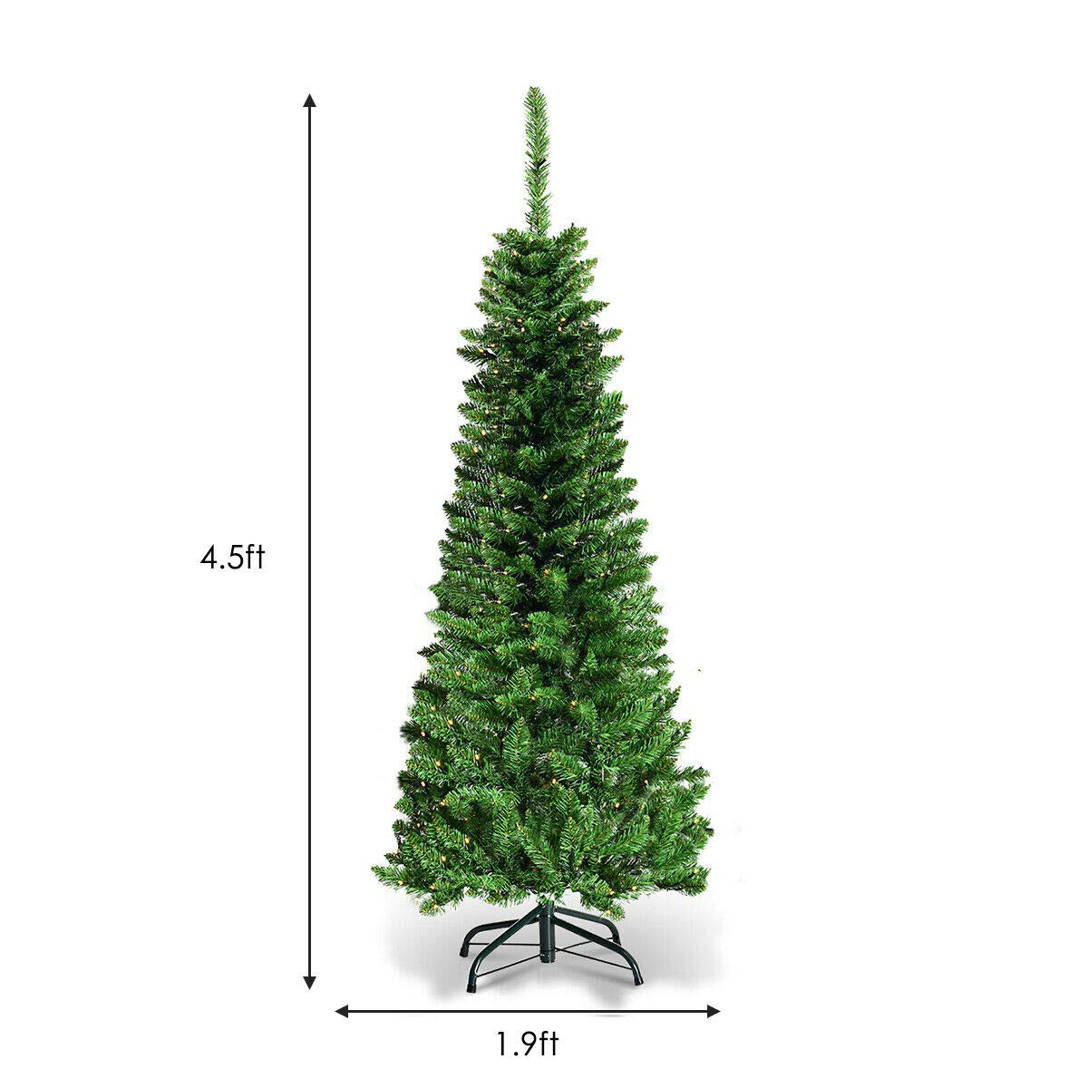 Lucktree Prelit Pencil Christmas Tree, 4.5FT Premium Hinged Fir Tree - LucktreeUS