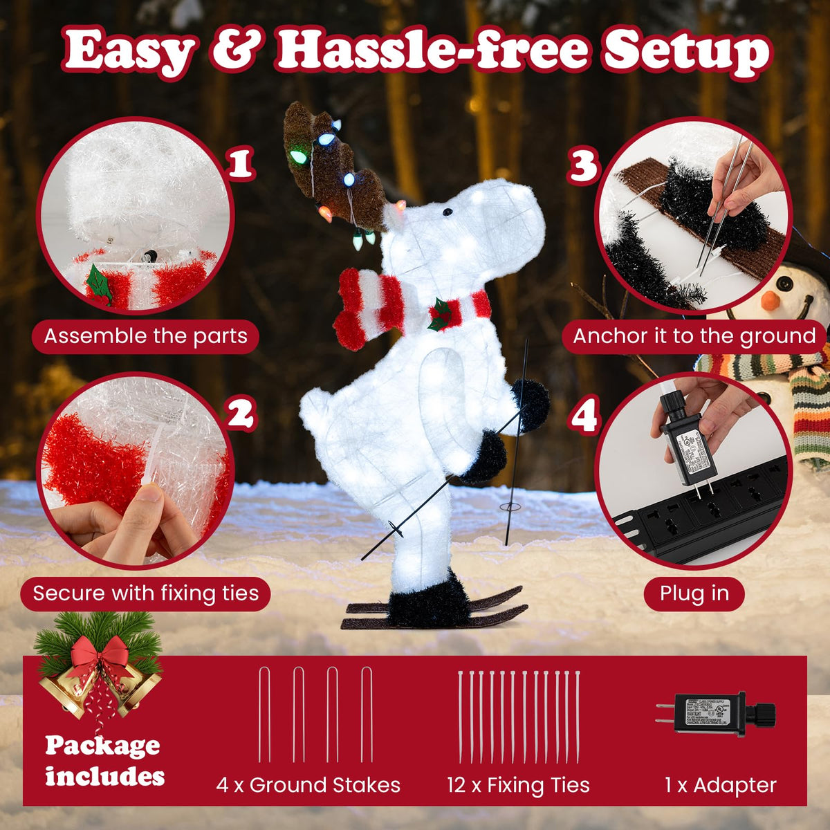 Lucktree Lighted Christmas Reindeer Decoration