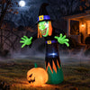 Lucktree 8 FT Halloween Inflatable Witch & Pumpkin with Built-in LED Lights