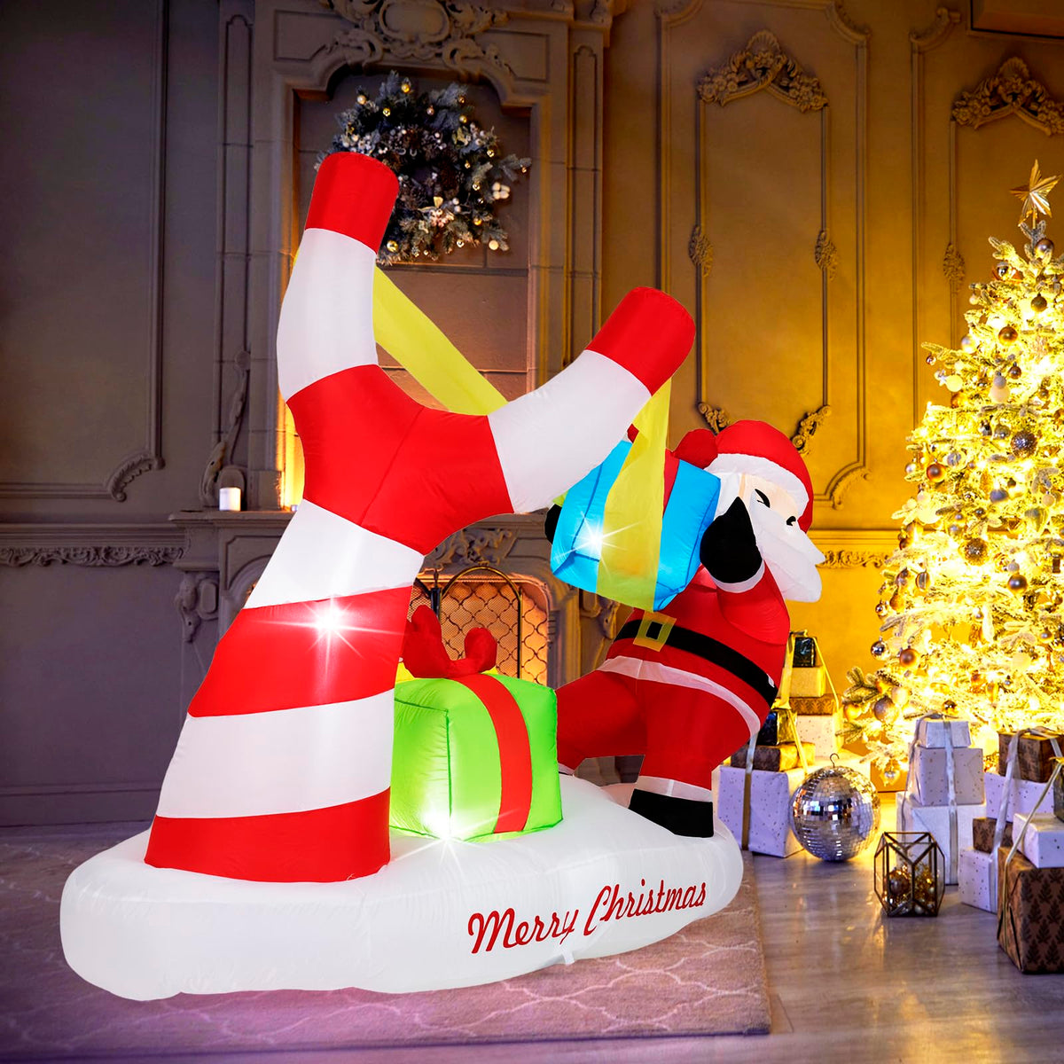 Lucktree 7 FT Christmas Inflatable Santa Outdoor Decoration