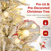 Lucktree Pre-Lit Snow Flocked Christmas Tree with Warm White LED Lights & Globe Lights