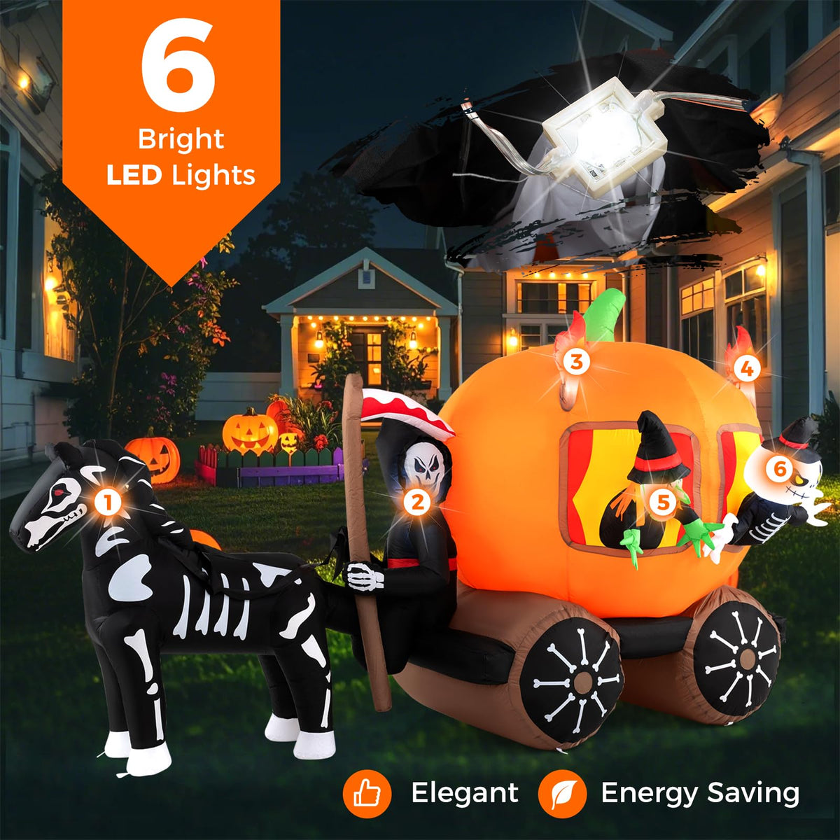 Lucktree 10.2 FT Long Halloween Inflatable Carriage