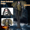 Lucktree 8.2 FT Halloween Standing Witch, Poseable Halloween Animatronic Prop with Light up Eyes