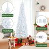 Lucktree 7ft White Pre-Lit Pencil Christmas Tree, Artificial Hinged Slim Tree with 800 Tips, 300 Warm White Lights - LucktreeUS