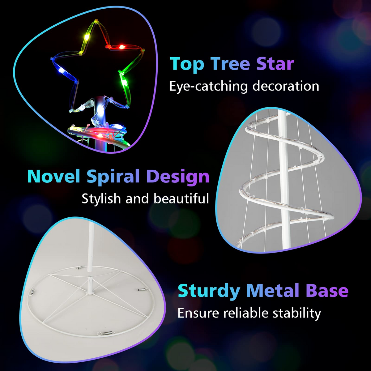 Lucktree 6 FT Spiral Christmas Tree, Outdoor Led Christmas Tree with 135 LED Lights - LucktreeUS