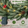 24” Pre-lit Christmas Wreath Front Door Artificial Xmas Wreath with 90 Frosted Branch Tips