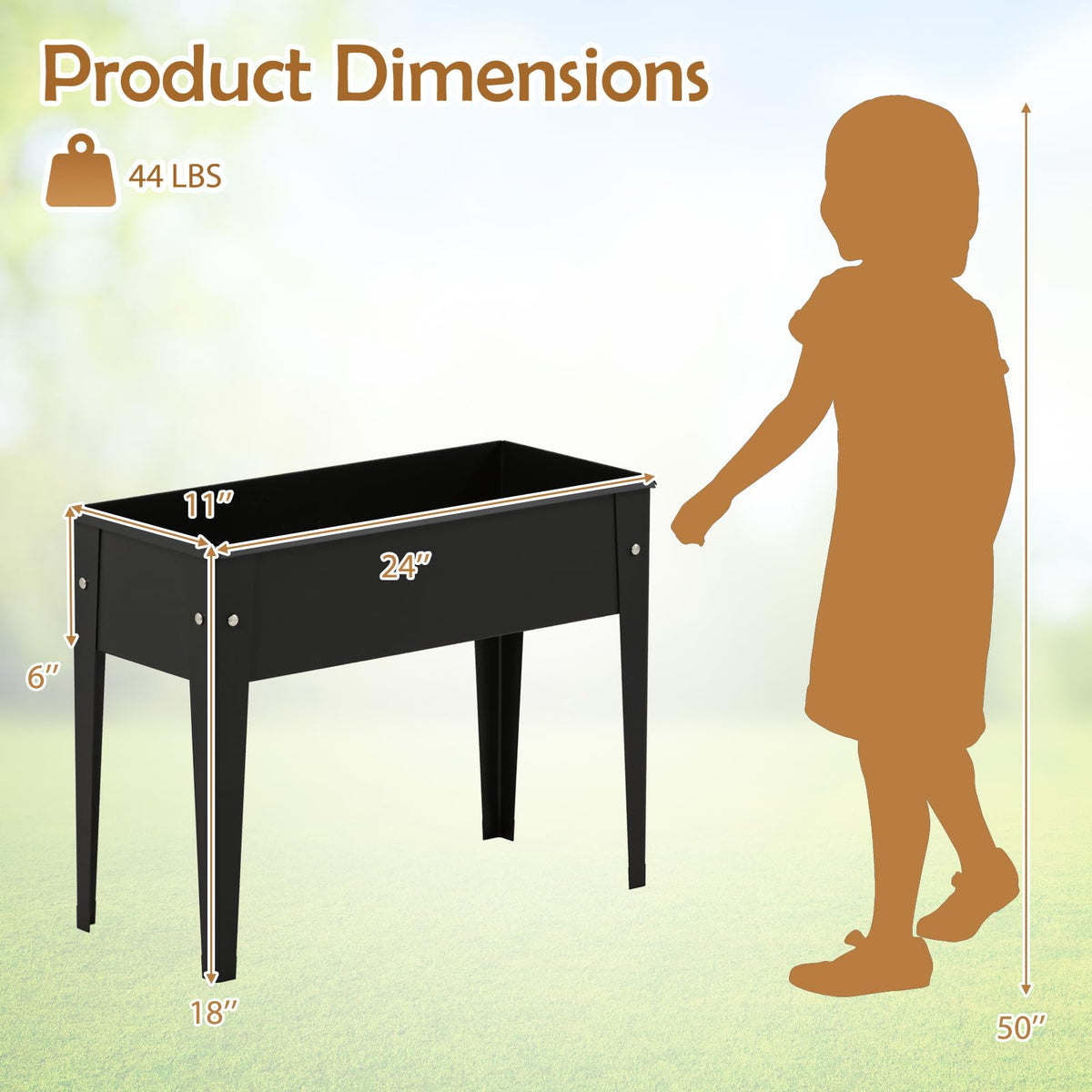 Lucktree Metal Raised Garden Bed with Legs(24”x11”x18”)