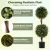 Lucktree 3 FT Artificial Boxwood Topiary Trees Set of 2 Faux Outdoor Topiary Ball Tree with Cement-Filled Pot