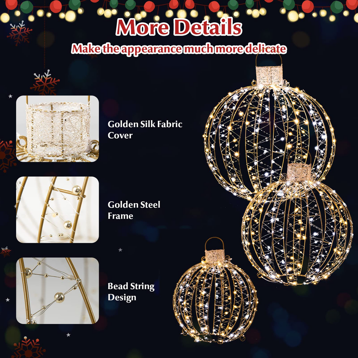 Christmas LED Light Balls for Tree (3 Pack) - Lucktree