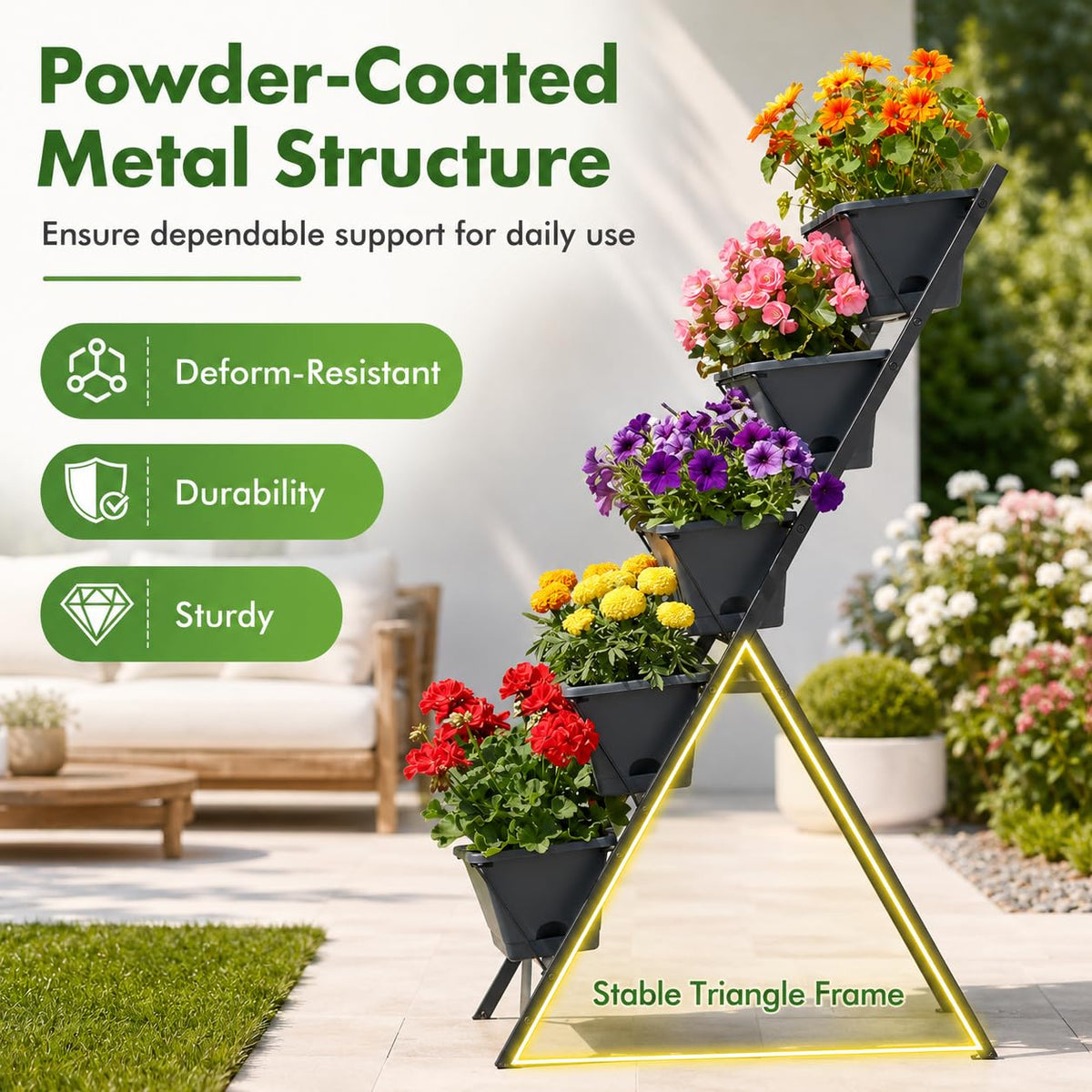 Lucktree 5-Tier Vertical Garden Planter Set 1/2 Raised Garden Bed w/Drainage