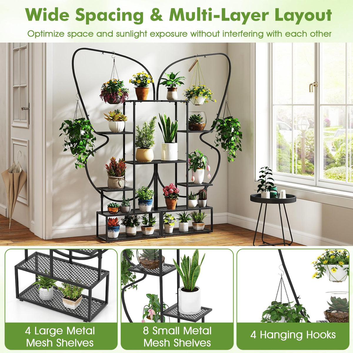 Lucktree 2 Pack 6-Tier Butterfly-Shaped Plant Stand Indoor
