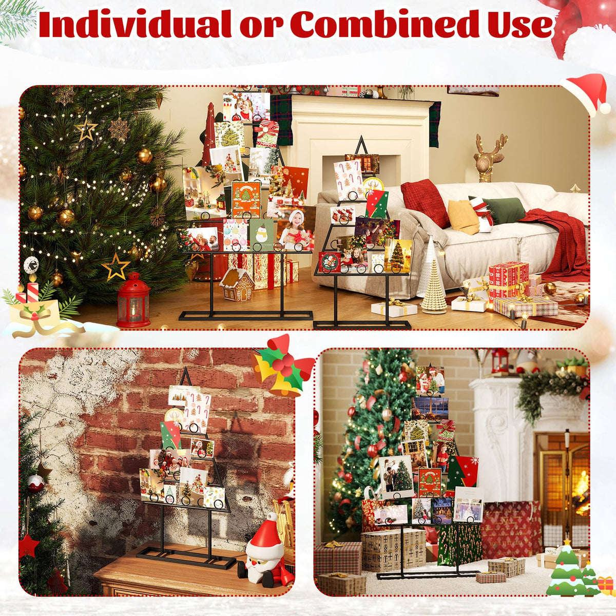 Lucktree 2 Pack Christmas Tree Photo Holder with 36 Round Clips