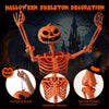 Lucktree 5.2 Ft Life-Size Posable Skeleton with Pumpkin Head Halloween Orange Skeleton Decoration