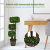 36' Artificial Triple Square Shaped Boxwood Topiary Tree W/ Cement-Filled Plastic Pot - LucktreeUS