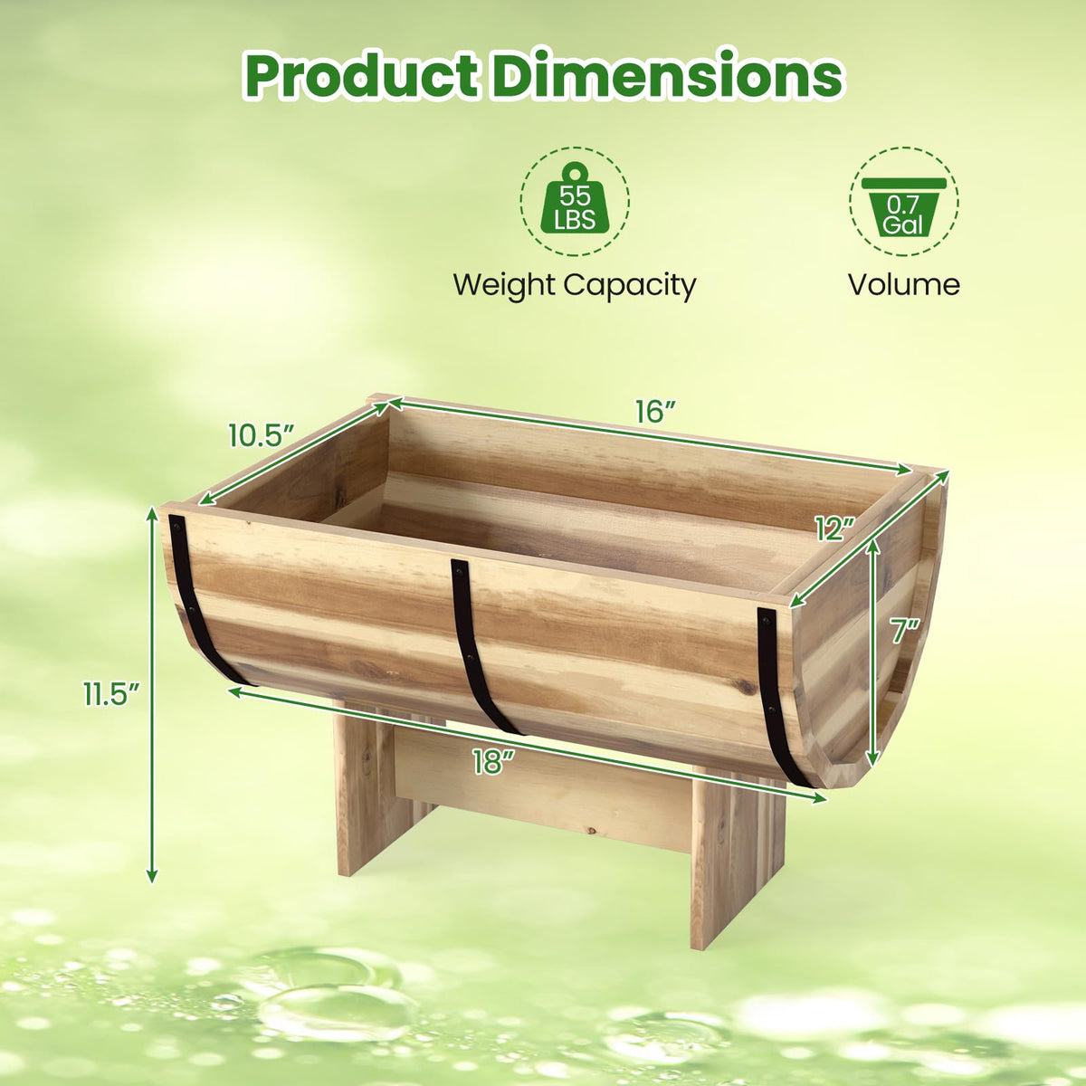 Lucktree Half Barrel Raised Garden Bed for Flower Vegetable Fruit